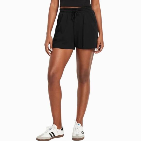 Old Navy Women's Small Black Extra High Waisted French Terry 5'' Inseam Shorts - Picture 1 of 3